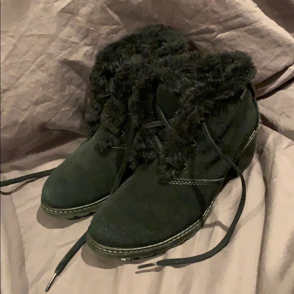 Black booties with laces